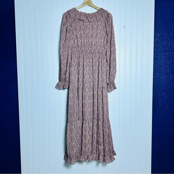 Moon River dainty floral Maxi Dress Tiered Ruffled M Cottagecore Boho Peasant - Picture 6 of 13